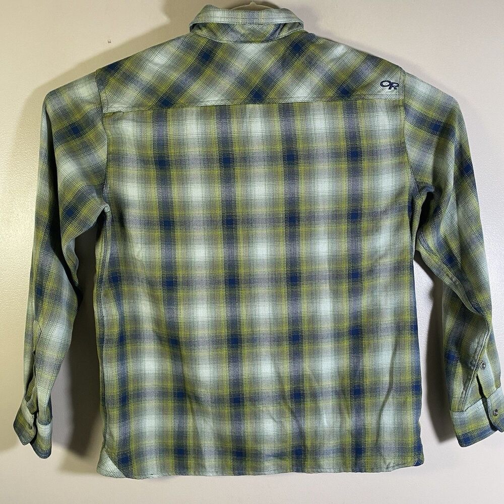 Outdoor Research Shirt Men Large Green Plaid Long Sleeve Metal Button Up Collar - Picture 10 of 15
